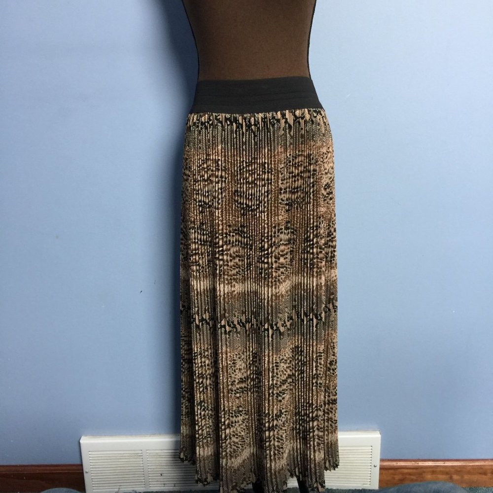 Vintage Snake Pattern Accordion Maxi Skirt